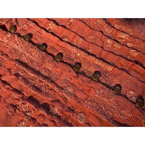 Anthropologie Pilcro Jolie Pintuck Blouse In Mauve Pink Embroidery Boho XL - Picture 7 of 14